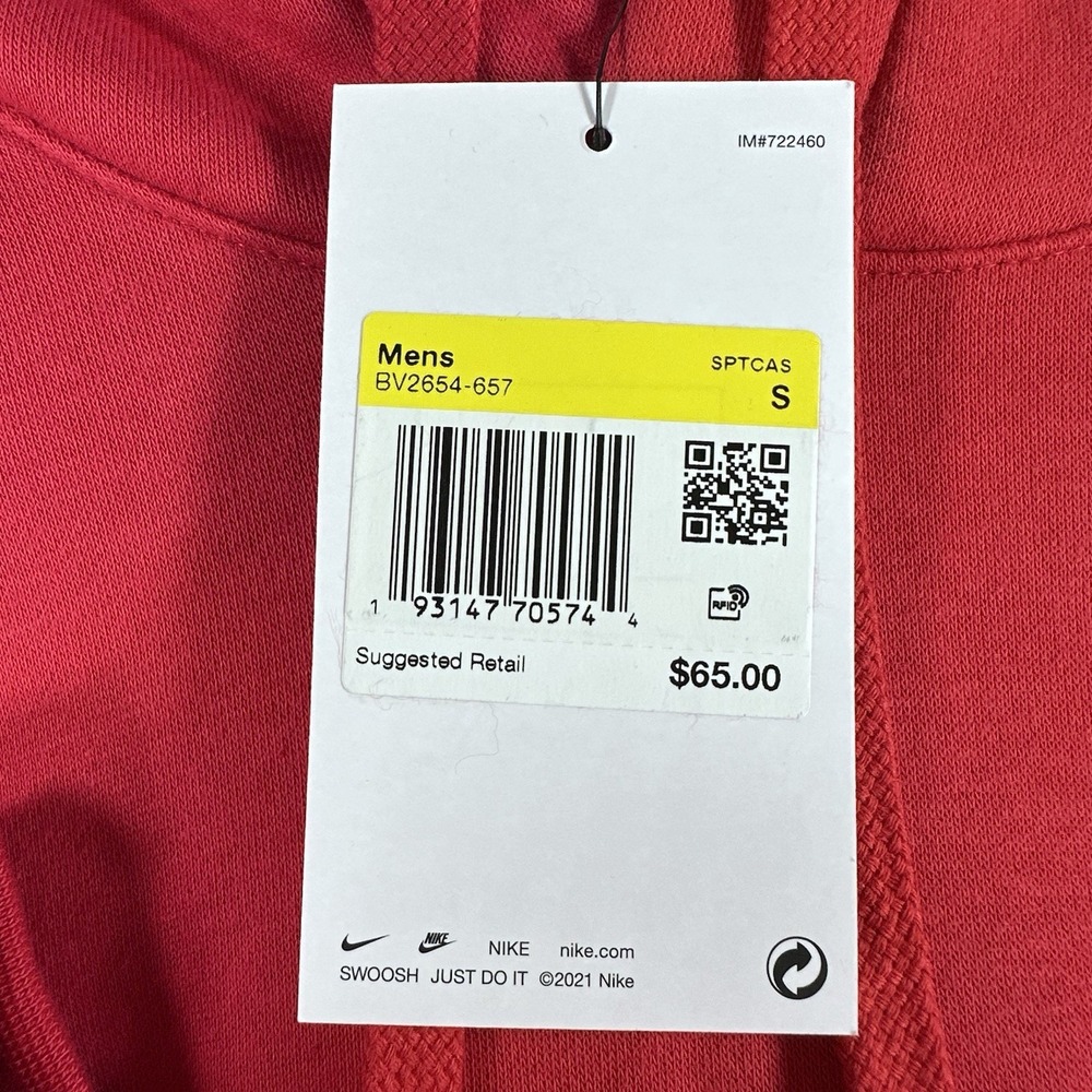 Nike Sportswear Club Fleece University Red Hoodie Men's Sz S (BV2654 657) - Picture 15 of 16